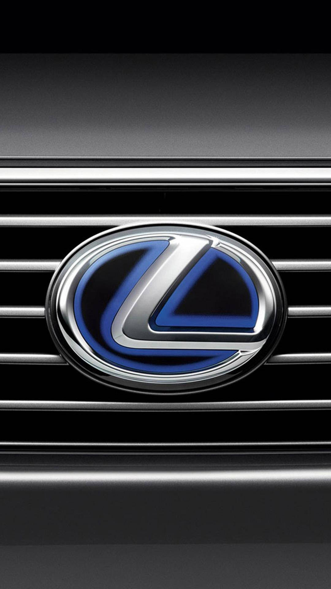 Lexus emblem, blue and silver accents, black car grille, Full HD Phone Wallpaper