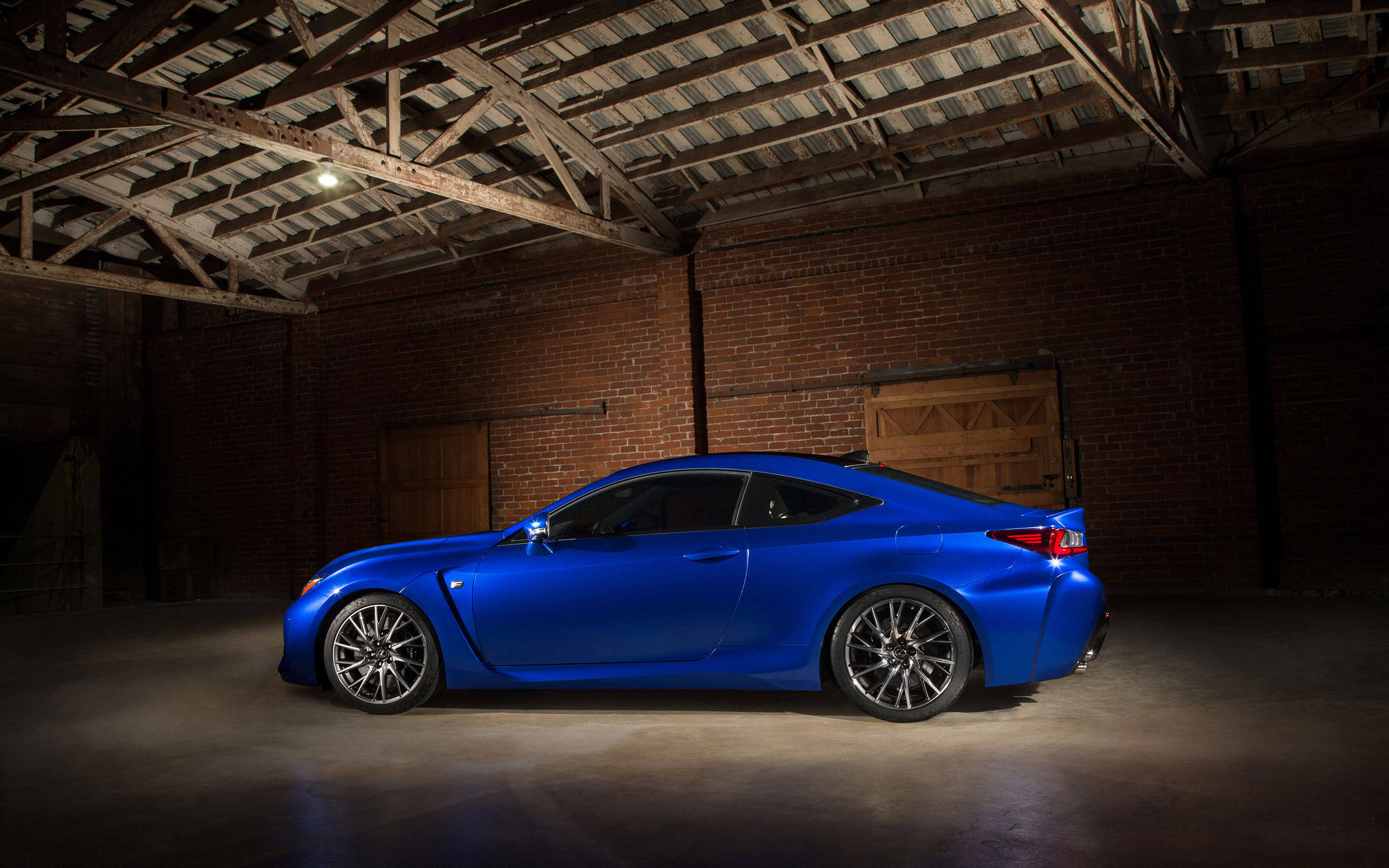 Blue Lexus, warehouse, rustic brick warehouse, 2K Desktop Wallpaper