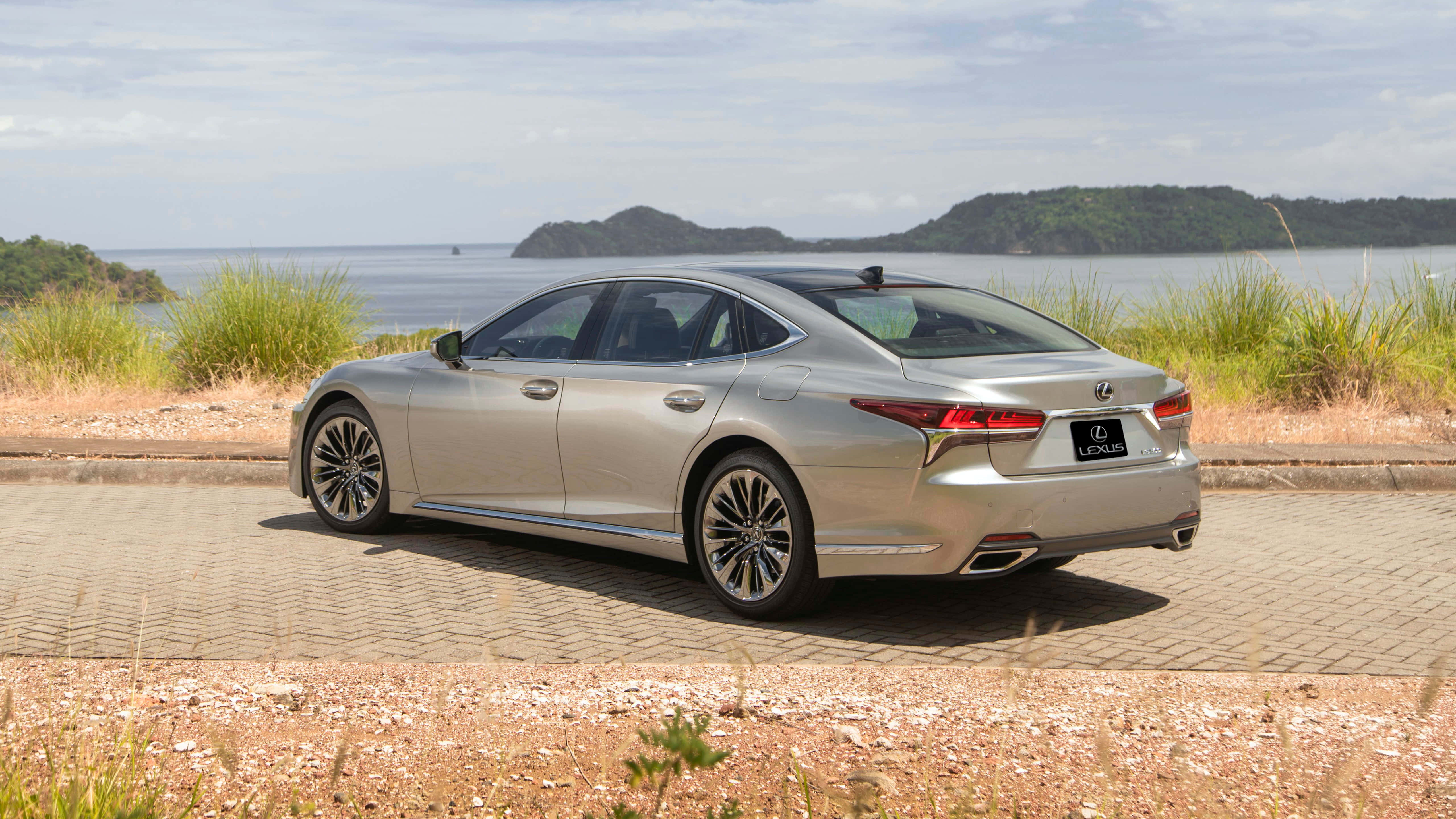 Lexus LS 500, silver, paved road, 5K Desktop Wallpaper