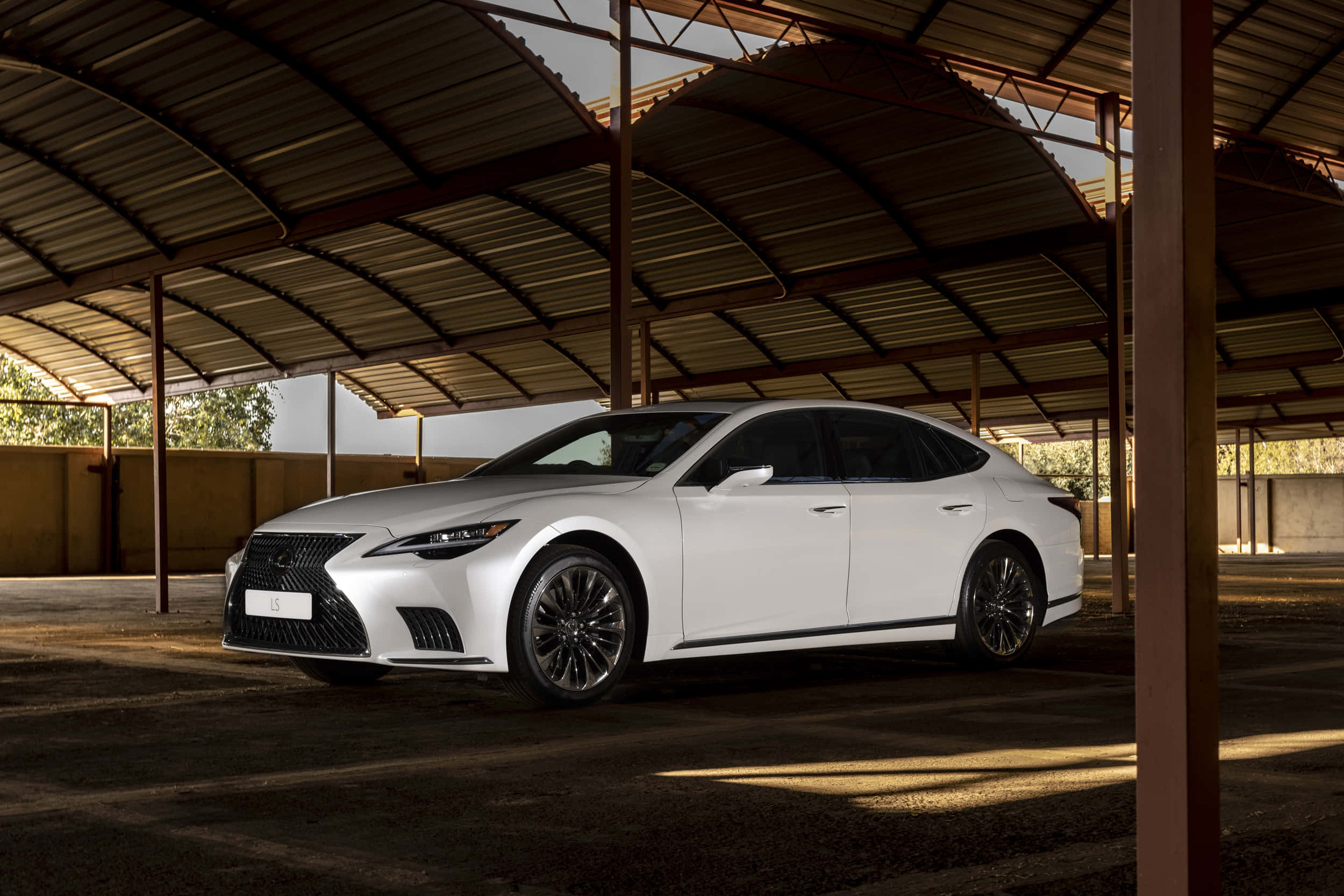 Lexus LS 500, white, metal roof, Full HD Desktop Wallpaper