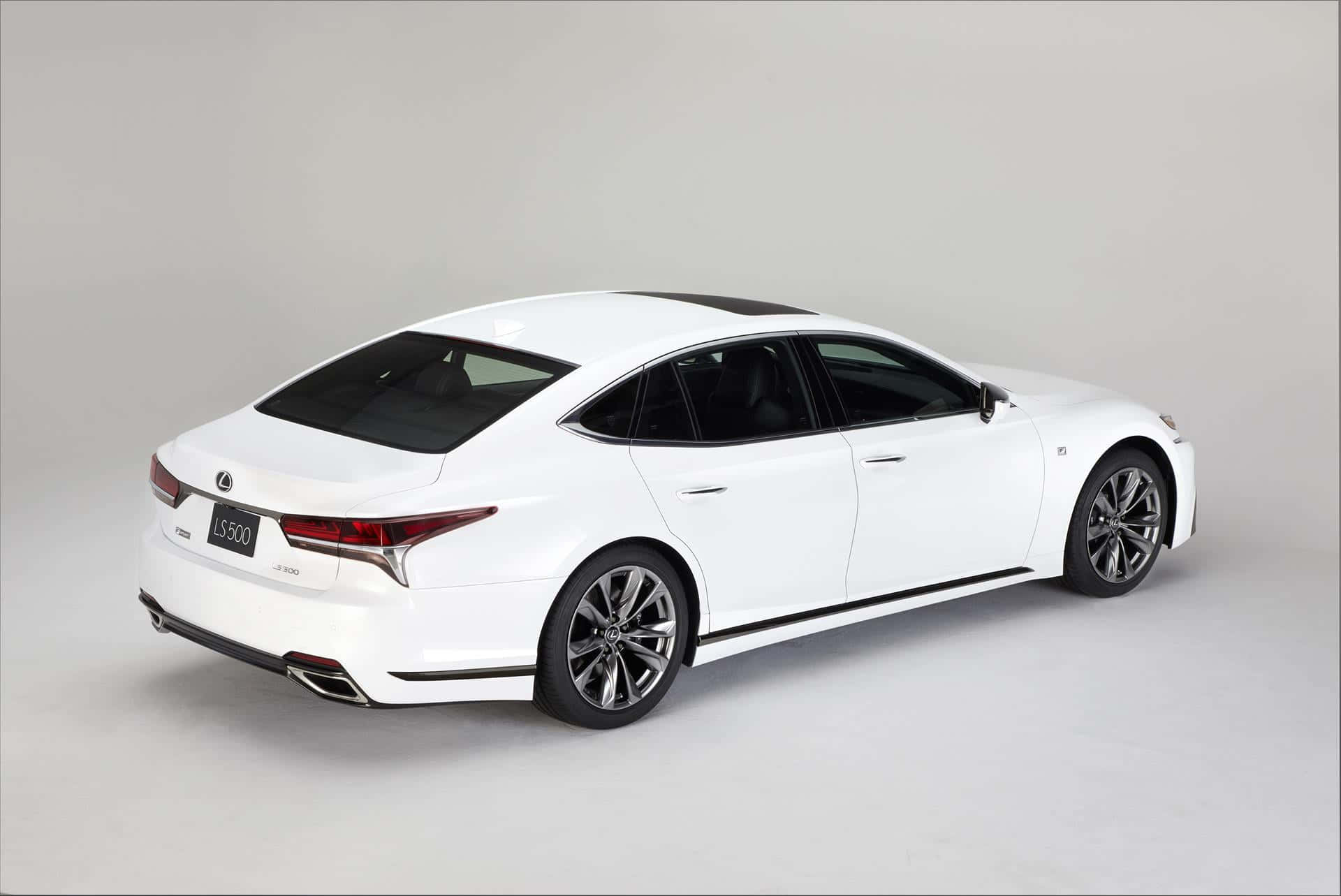 Lexus LS 500, white, minimalist studio, Full HD Desktop Wallpaper