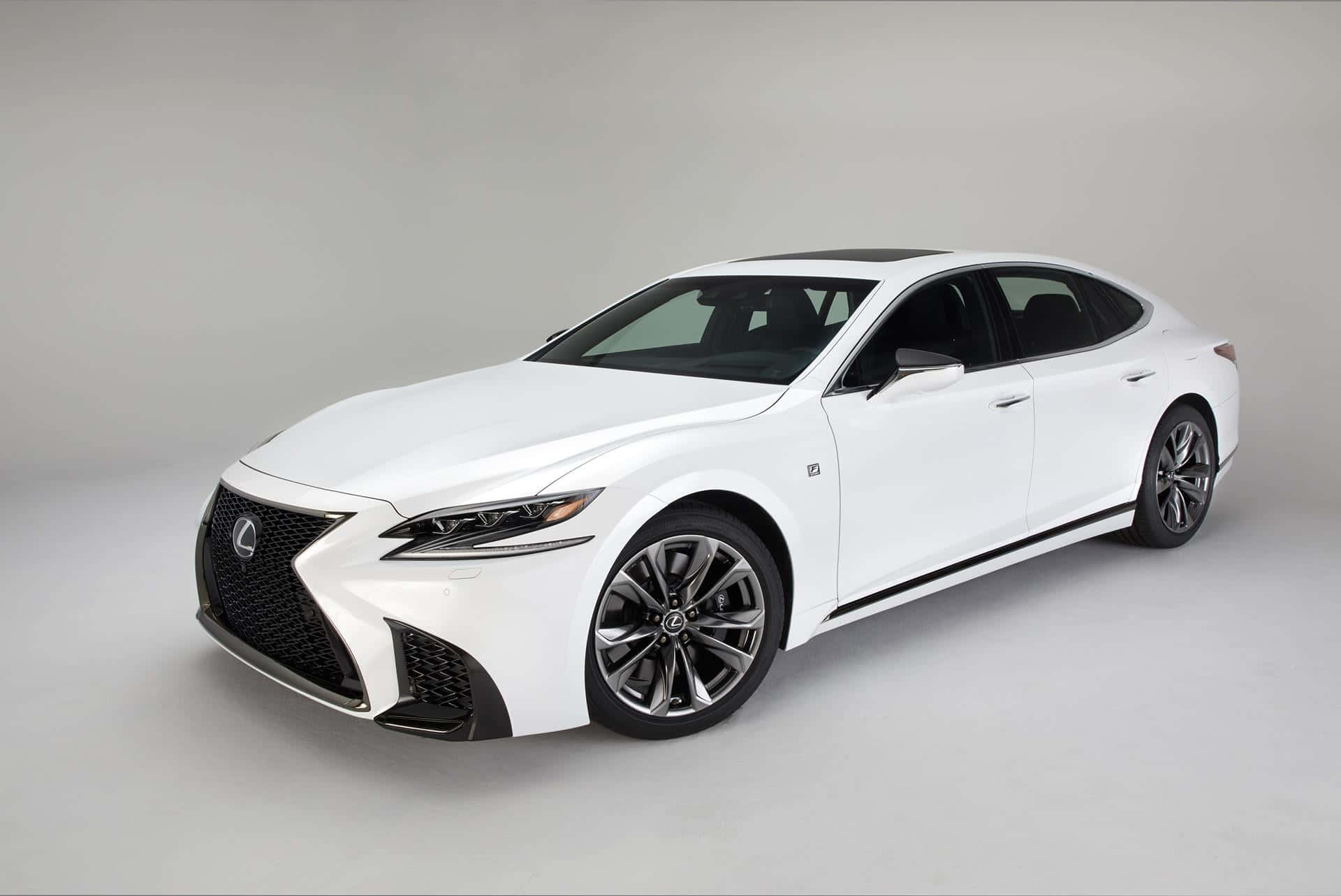 Lexus LS 500, white, black accents, Full HD Desktop Wallpaper