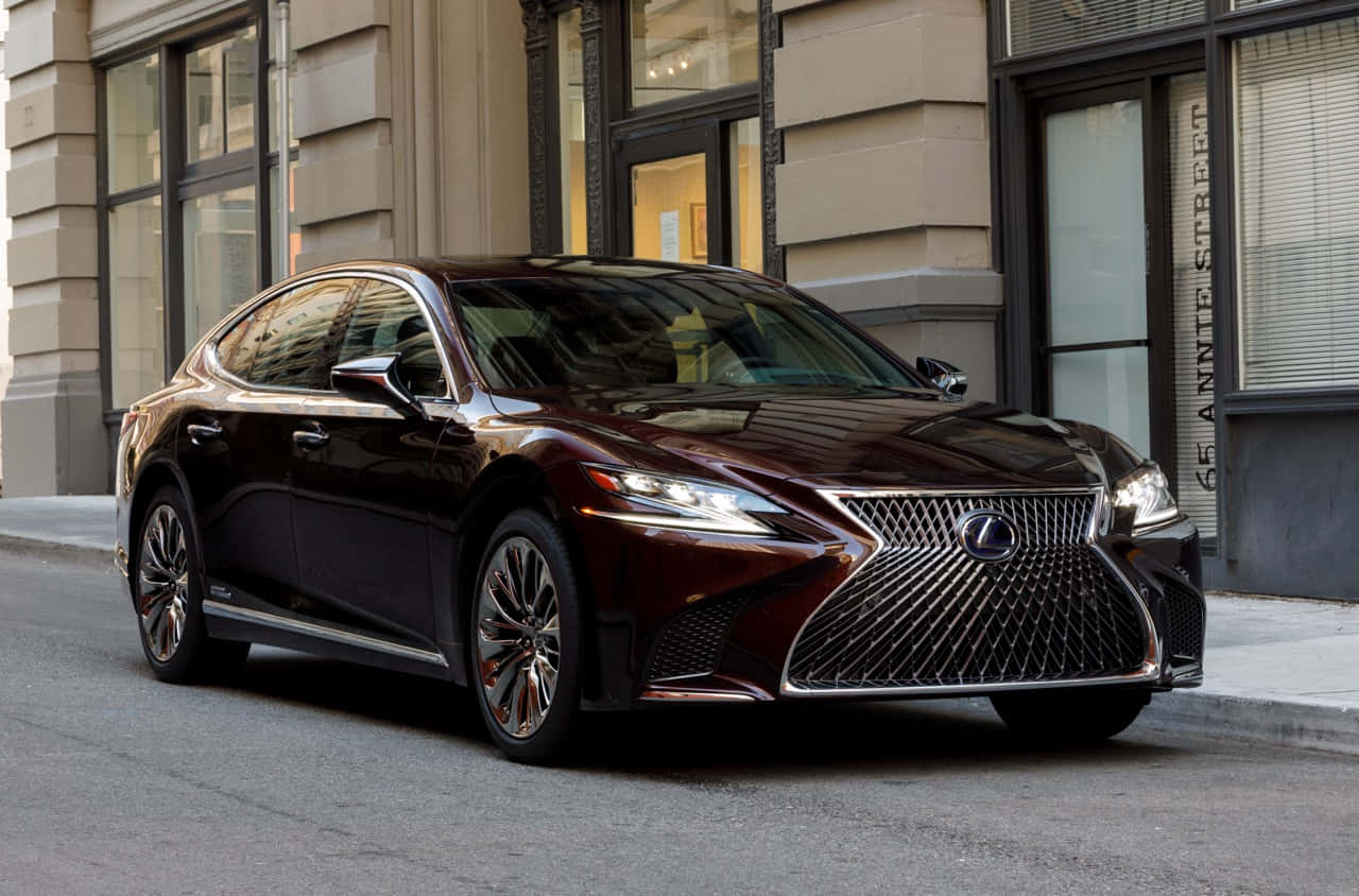 Lexus LS, maroon, daylight, HD Desktop Wallpaper