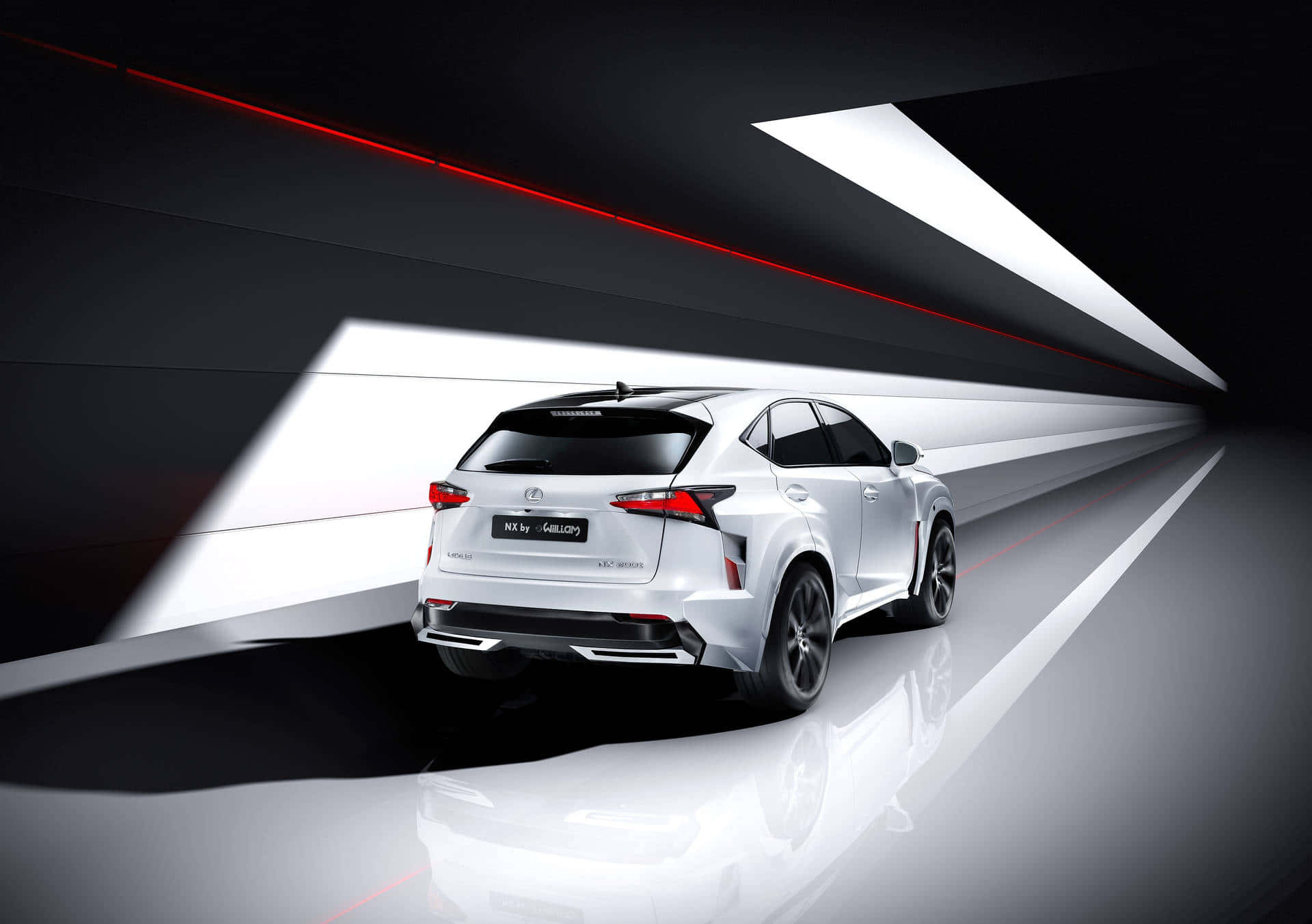 Lexus NX, white, futuristic tunnel, Full HD Desktop Wallpaper