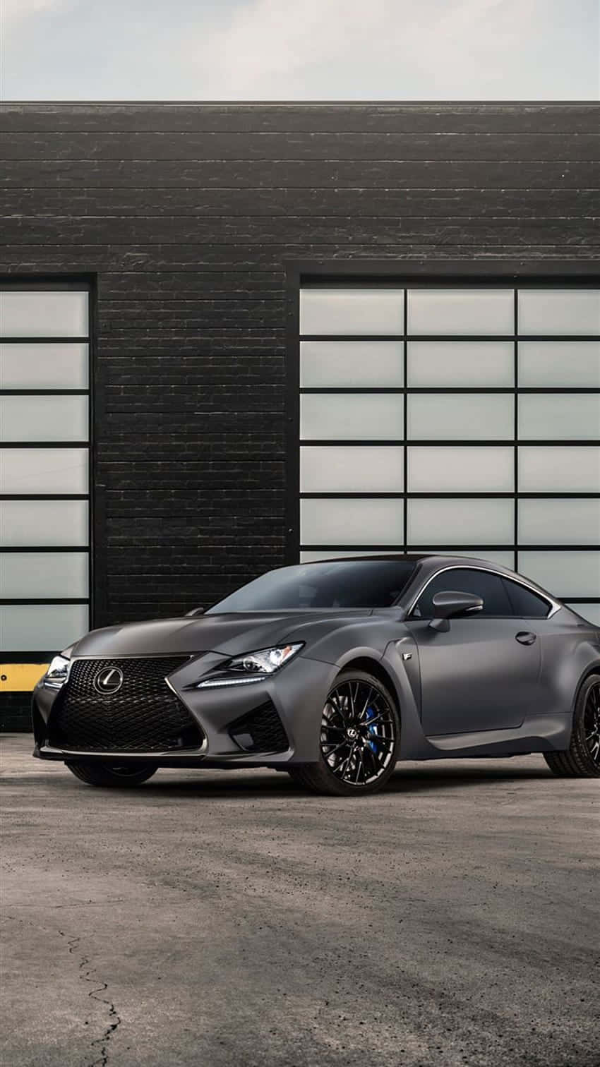 Lexus RC F, matte gray, modern black brick building, HD Phone Wallpaper