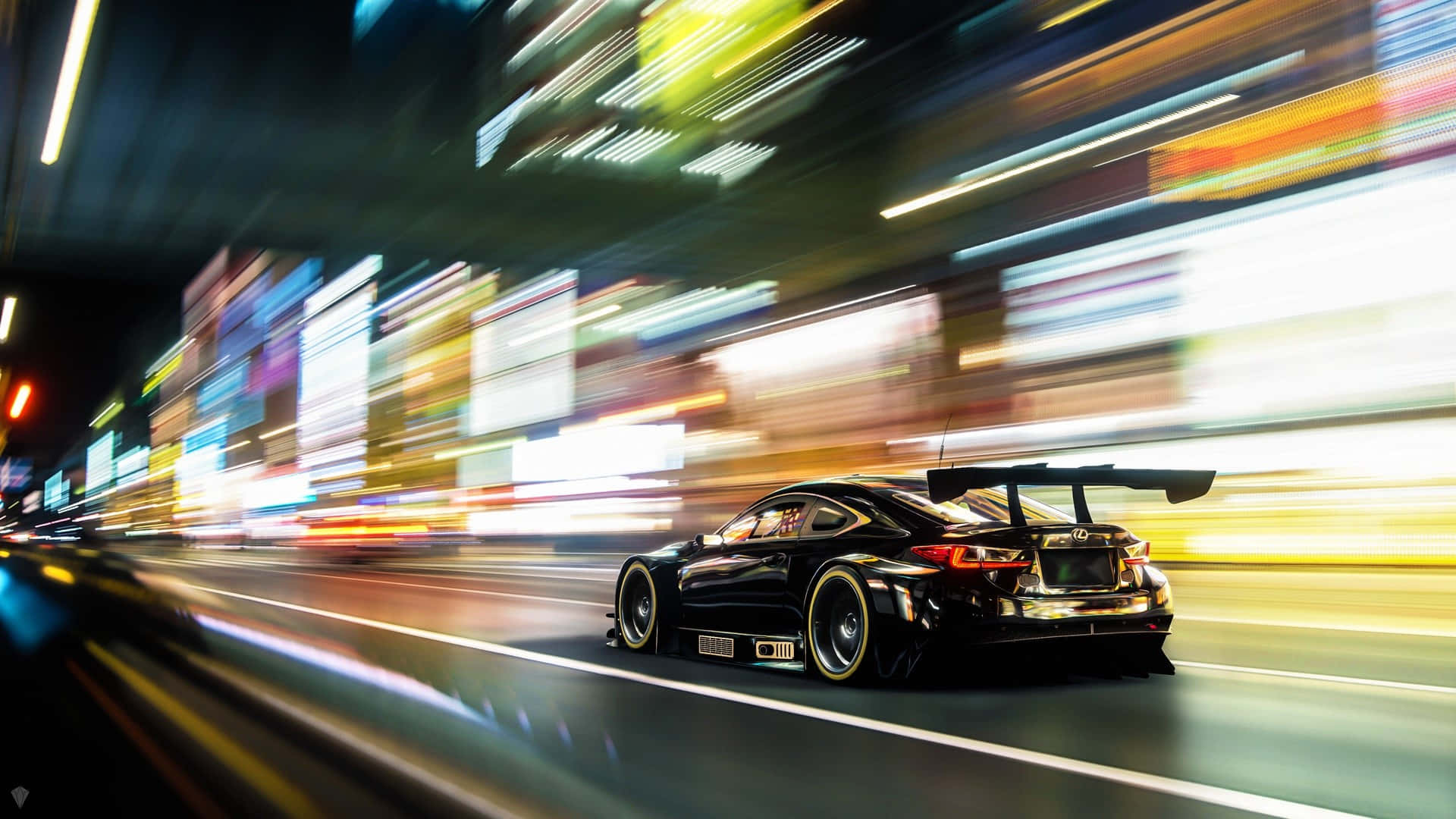 Lexus RC, neon-lit city, night, Full HD Desktop Wallpaper