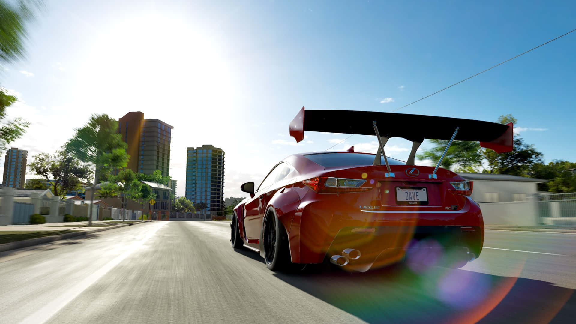Lexus RC F, red sports car, large rear wing, Full HD Desktop Wallpaper