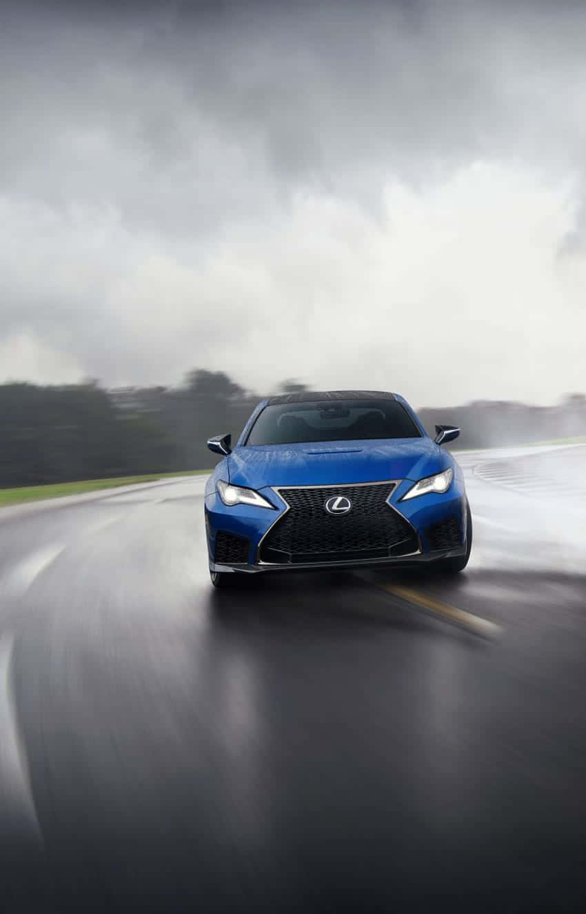 Lexus RC, vibrant blue, wet racetrack, HD Phone Wallpaper
