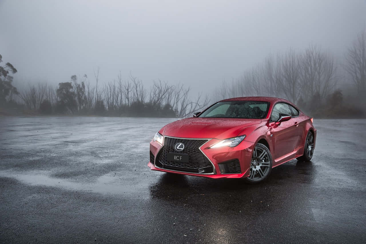 Lexus RC F, glossy red, overcast skies, HD Desktop Wallpaper