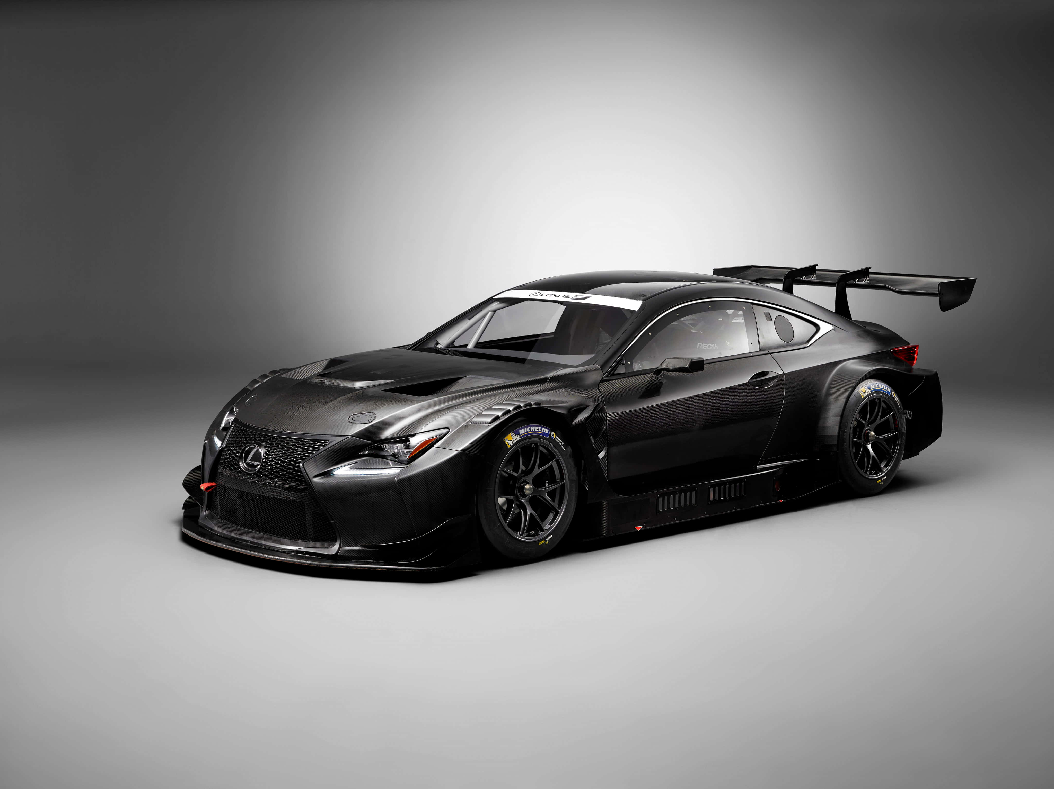 Lexus RC, matte black, large rear wing, 4K Desktop Wallpaper