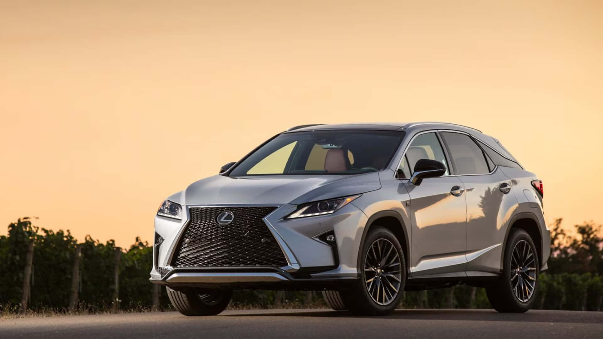 Lexus RX, silver, sunset, Full HD Desktop Wallpaper