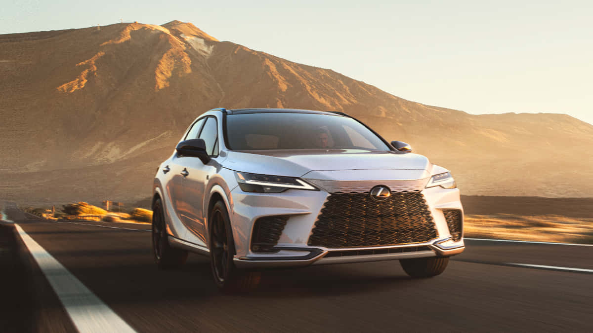 Lexus RX, white, desert highway, SD Desktop Wallpaper