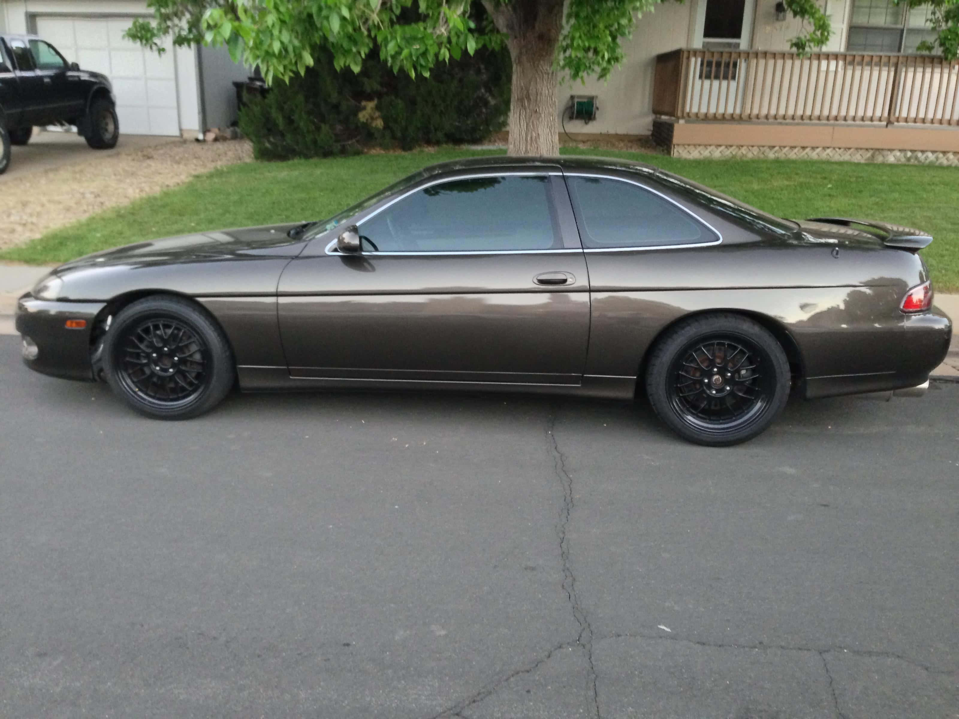 Lexus SC 300, dark gray, black rims, 2K Desktop Wallpaper
