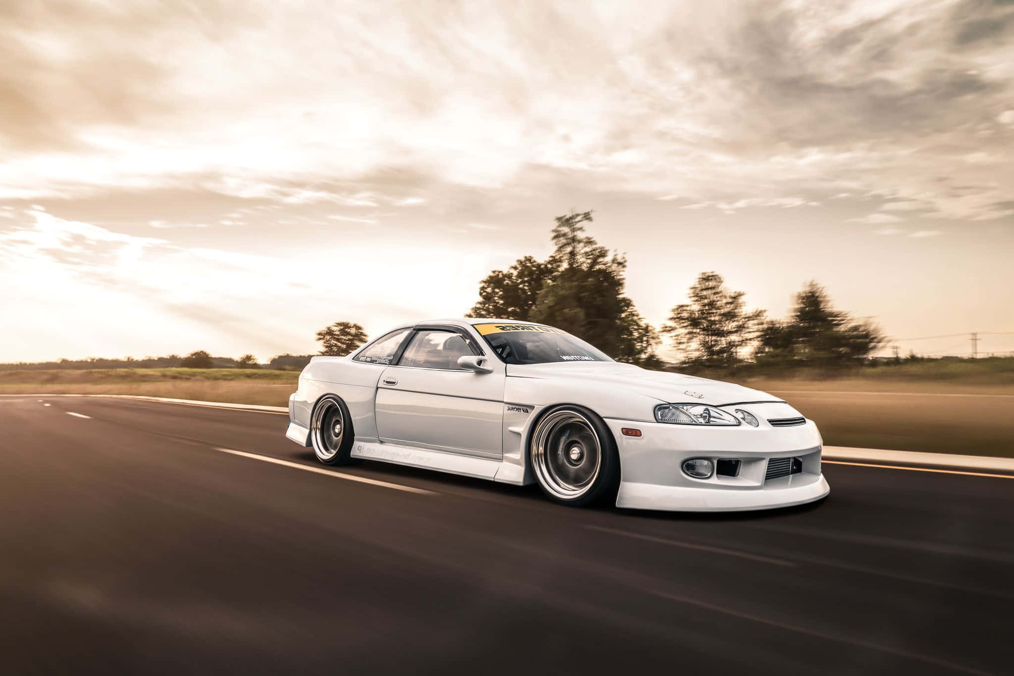 Lexus SC 300, white, rural road, Full HD Desktop Wallpaper