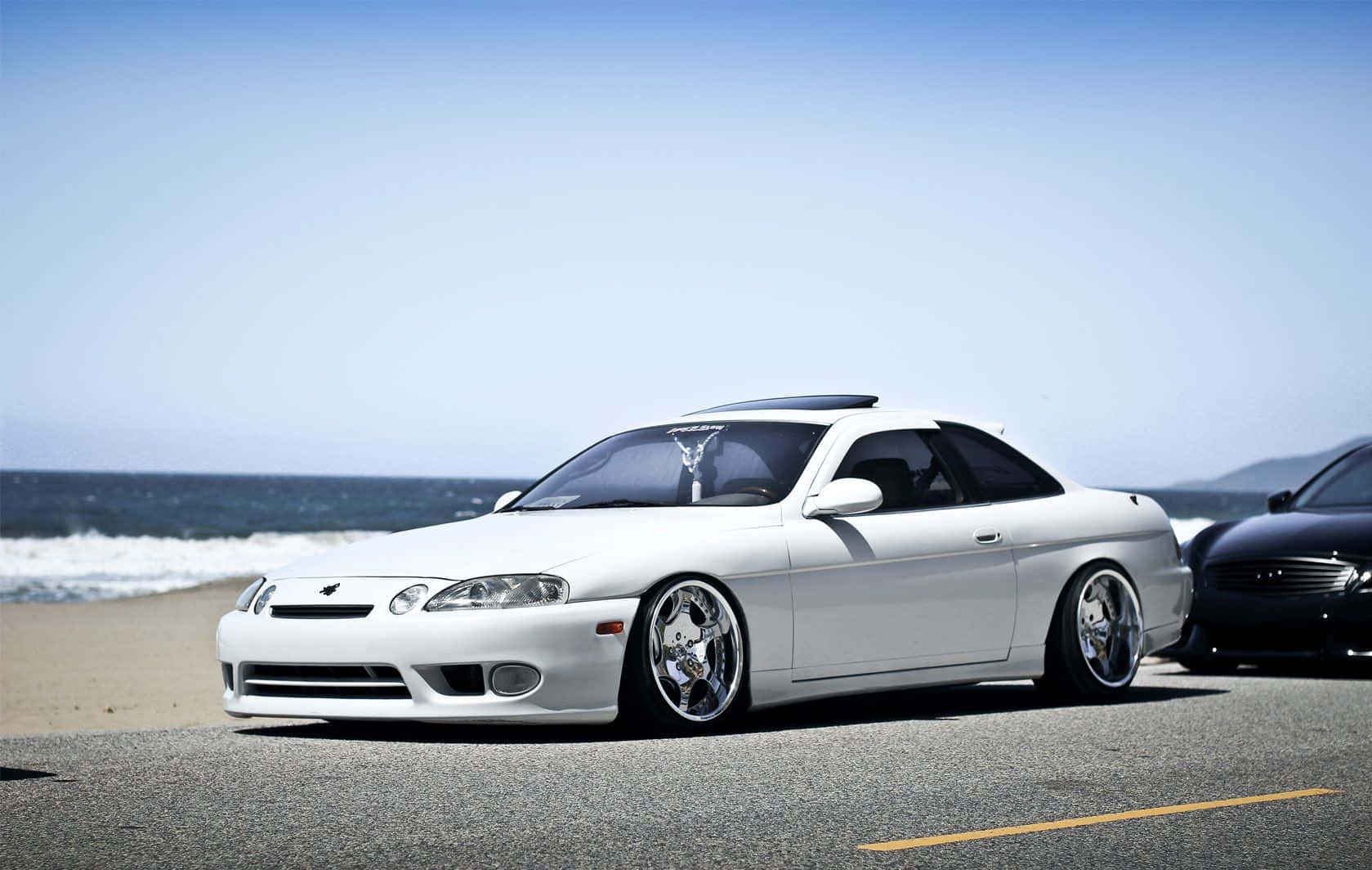 Lexus SC 300, white, custom chrome wheels, HD Desktop Wallpaper