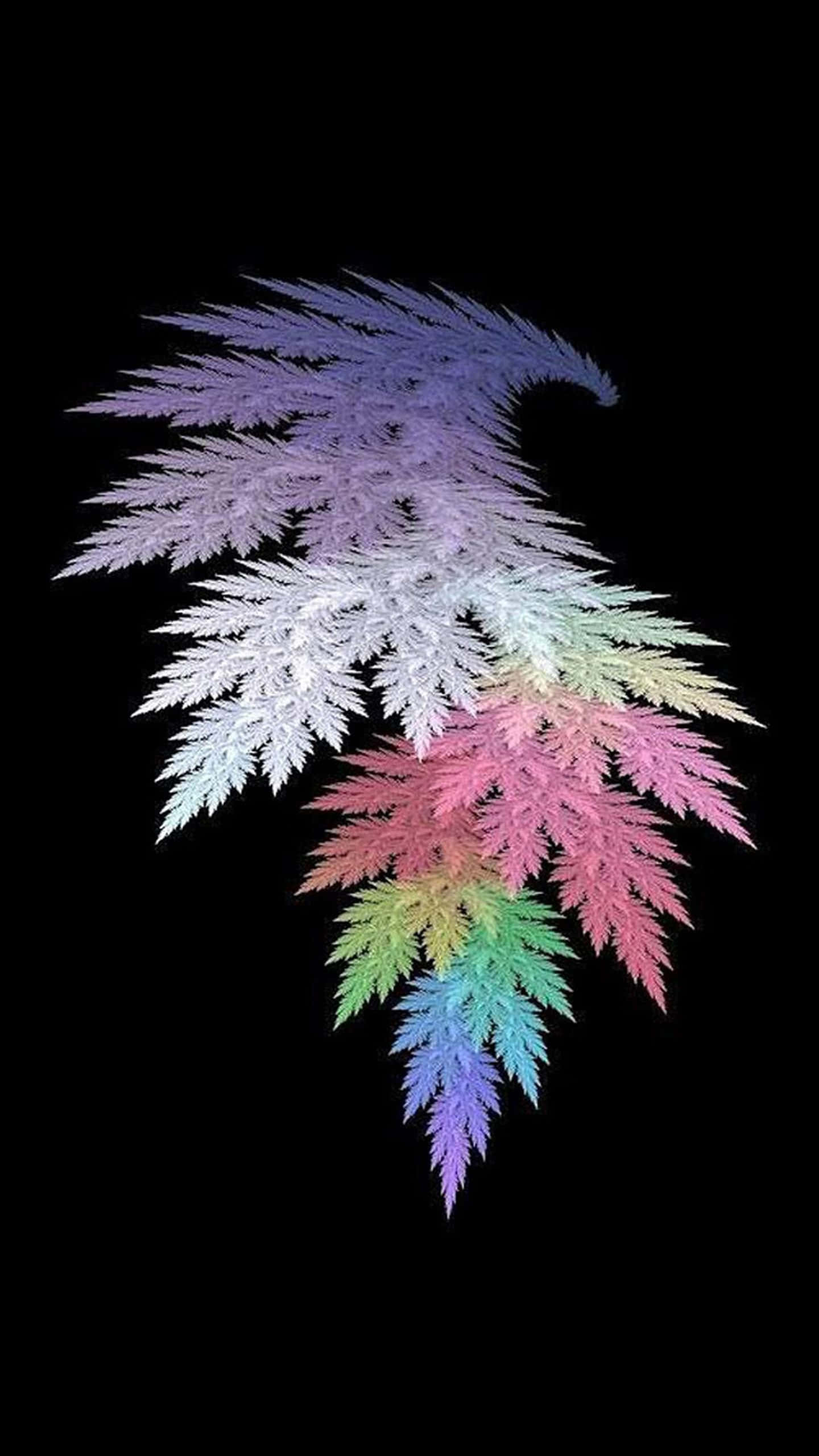 LG G4, rainbow-colored, fractal fern, 2K Phone Wallpaper