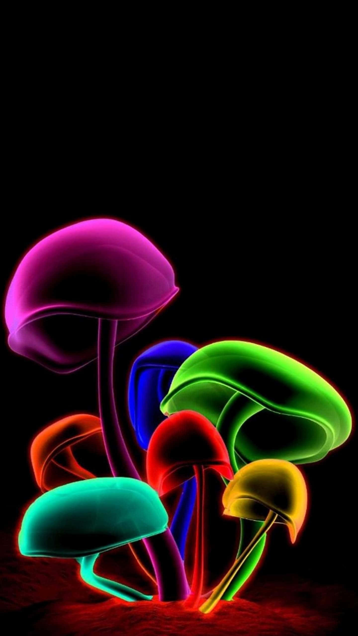 LG G4, neon mushrooms, vivid hues, 2K Phone Wallpaper