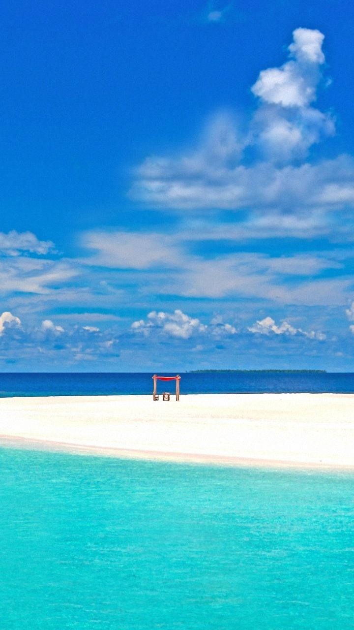 LG Phone, white beach, red torii gate, HD Phone Wallpaper