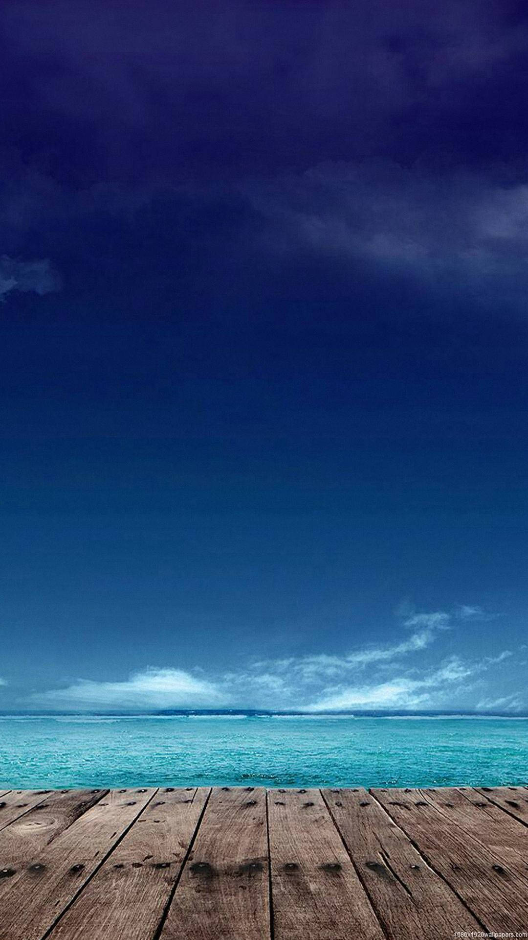 LG Phone, dark blue sky, turquoise ocean, Full HD Phone Wallpaper