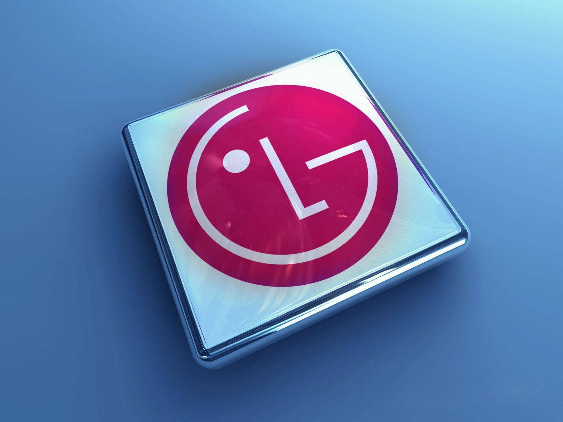 LG TV Logo, glossy silver square button, vibrant pink LG logo, Full HD Desktop Wallpaper