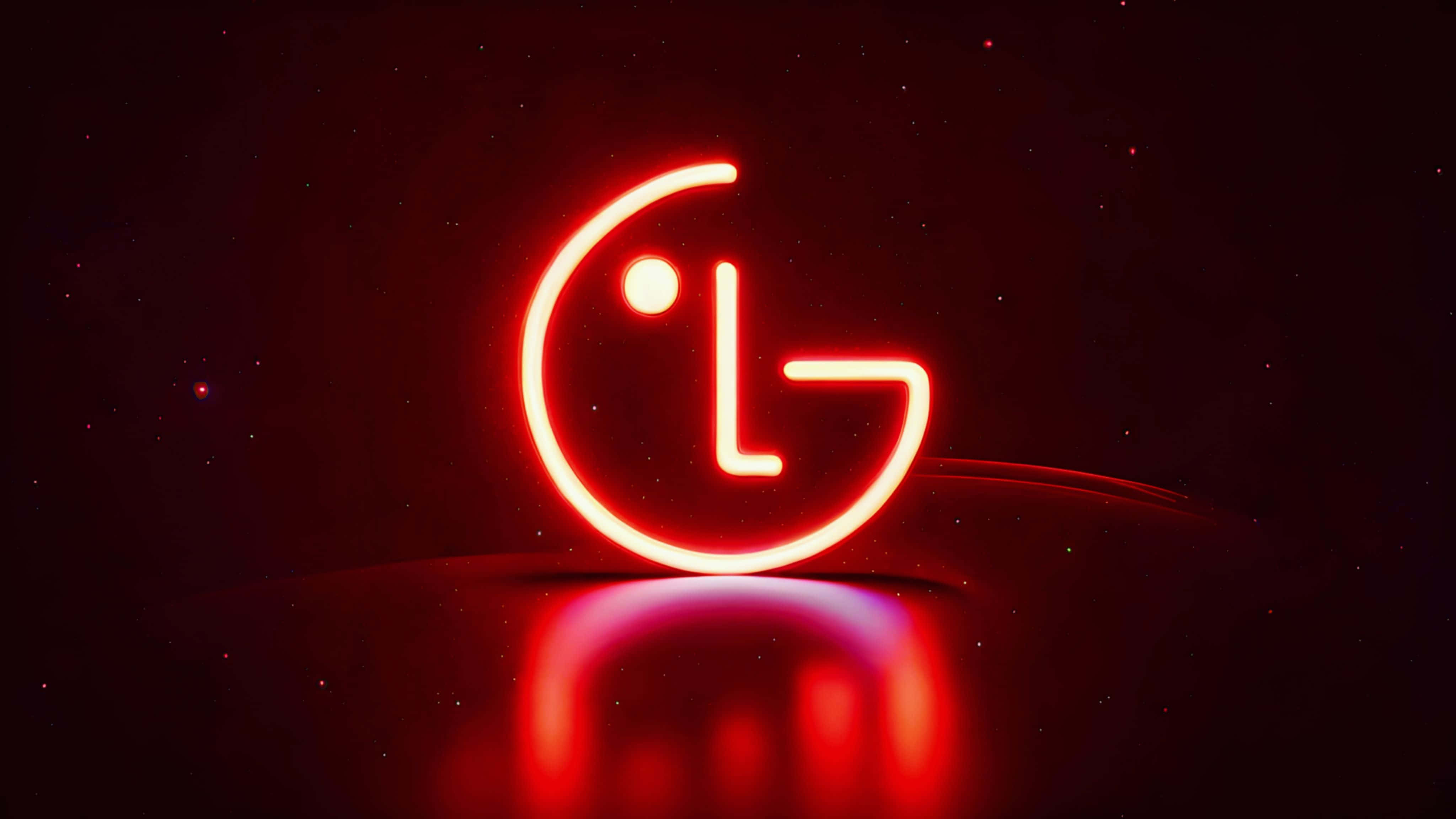 red glow, LG logo, neon, 4K Desktop Wallpaper