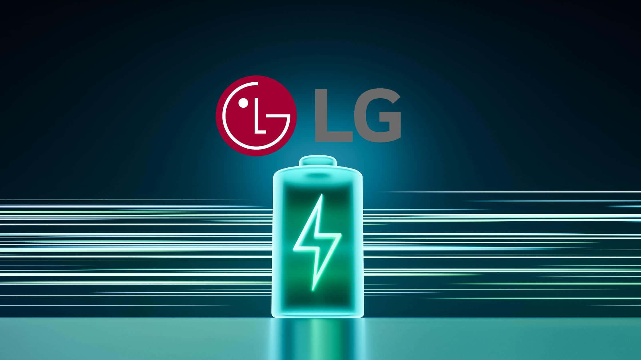 LG logo, glowing cyan battery icon, lightning bolt, Full HD Desktop Wallpaper