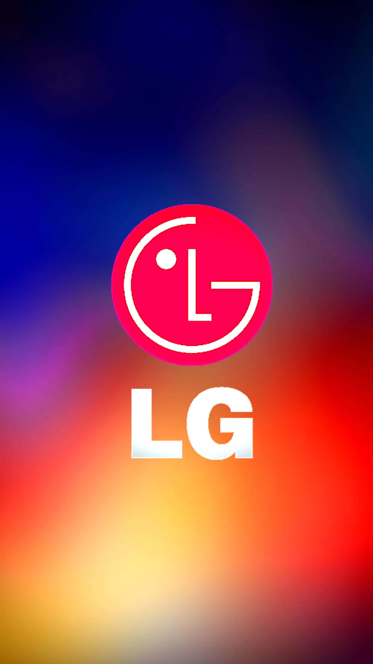 LG logo, blue purple yellow red hues, white and pink, Full HD Phone Wallpaper