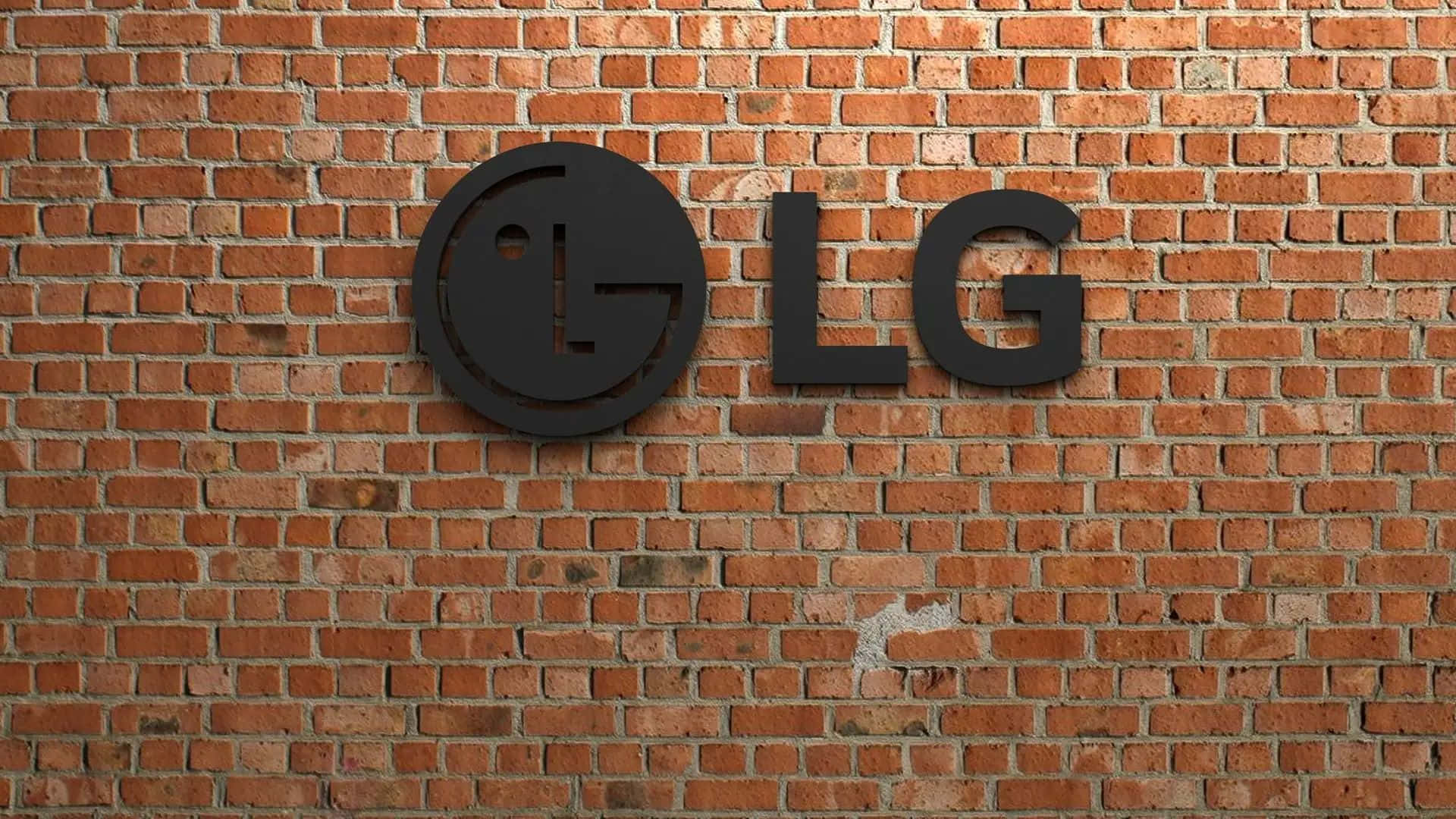 LG logo, textured red brick wall, mortar lines, Full HD Desktop Wallpaper