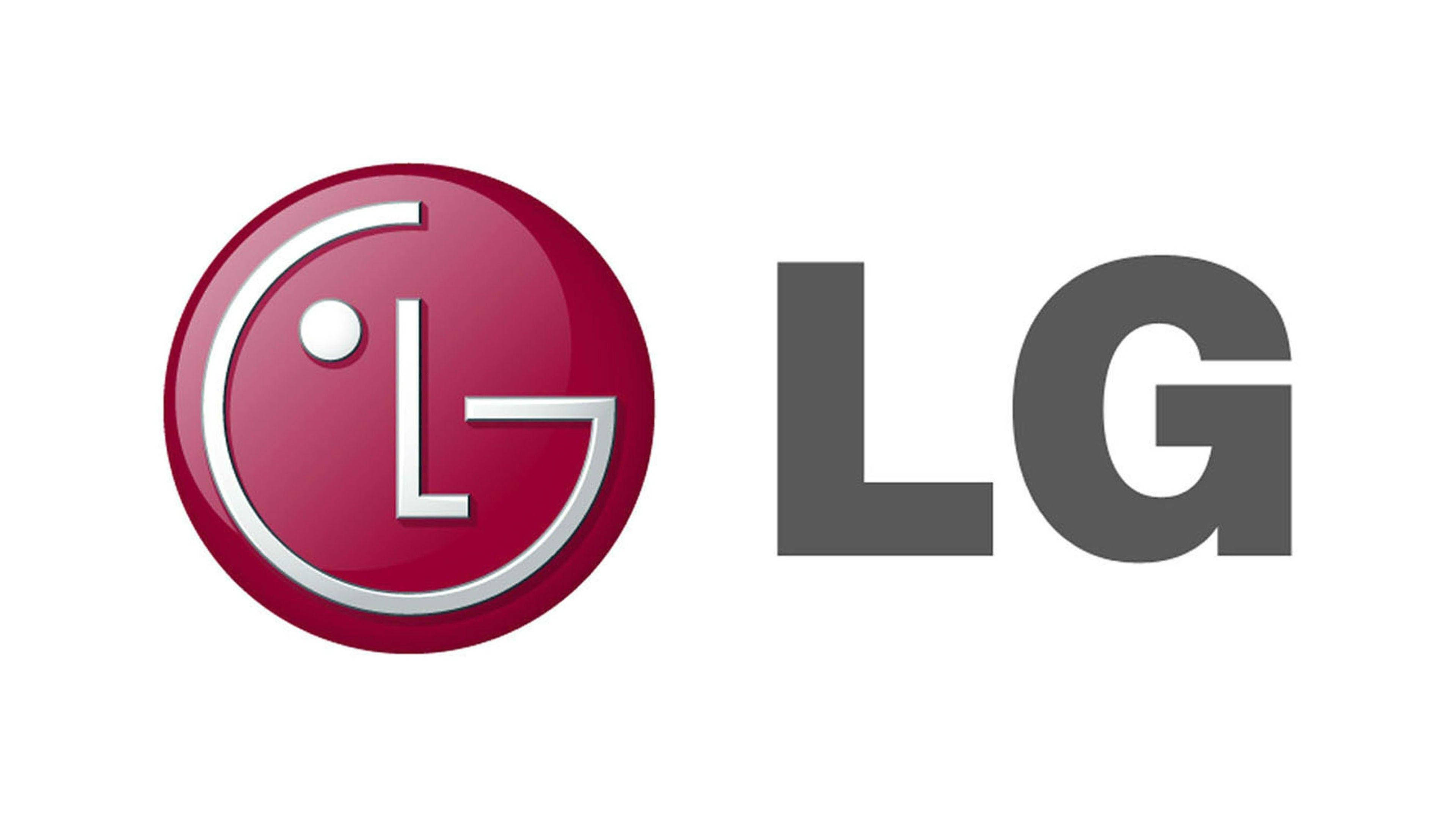 LG TV Logo, red circular emblem, silver lettering, 4K Desktop Wallpaper