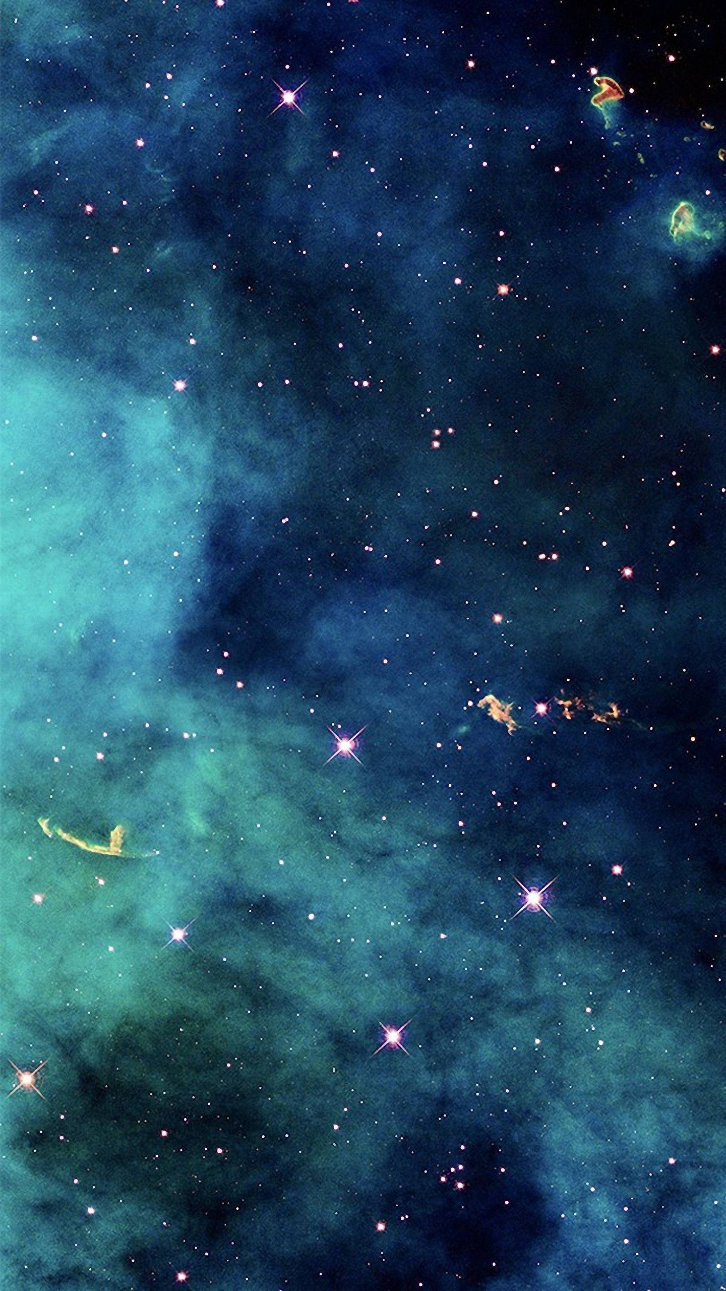 LG Phone, blue, starry galaxy, 2K Phone Wallpaper