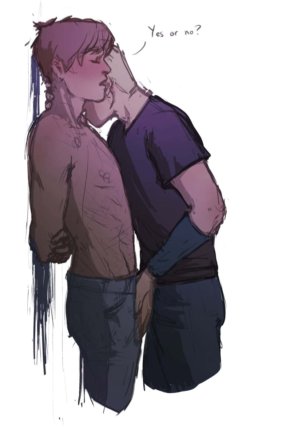 two young men, tender embrace, whispering 'Yes or no?', HD Phone Wallpaper
