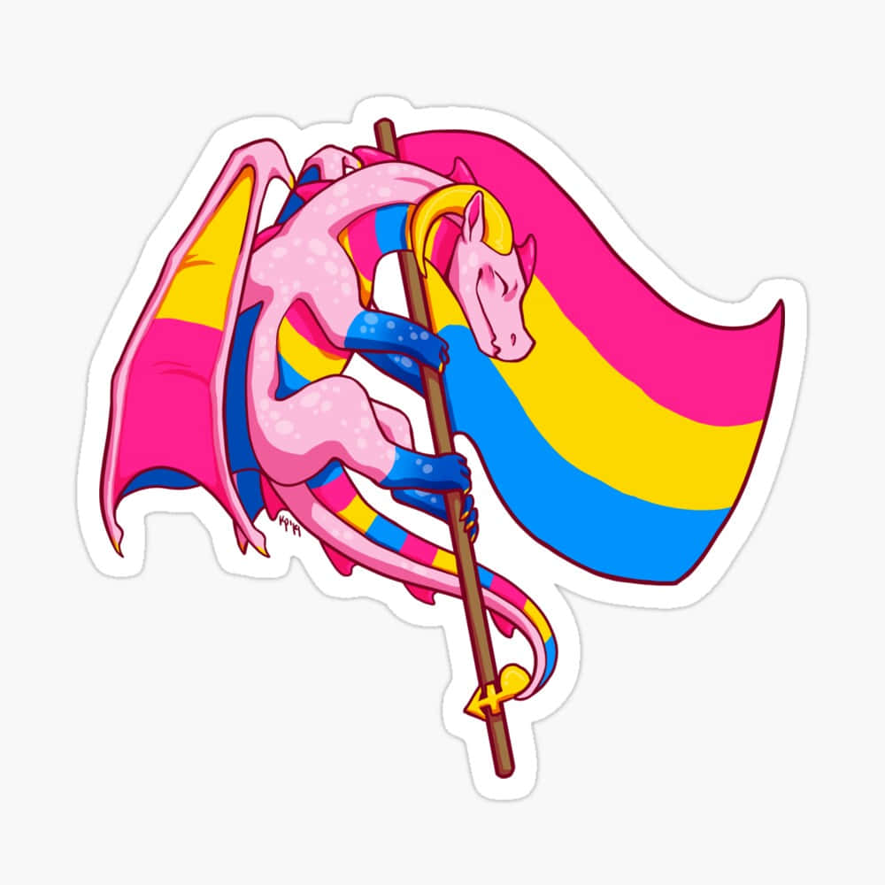 pink dragon, rainbow stripes, staff, SD Desktop Wallpaper