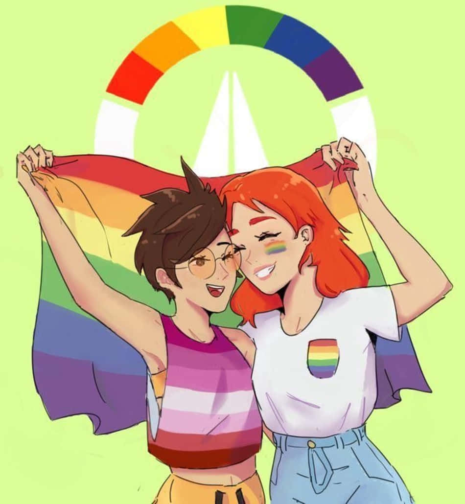 Lgbt Anime, anime characters, rainbow flag, SD Phone Wallpaper