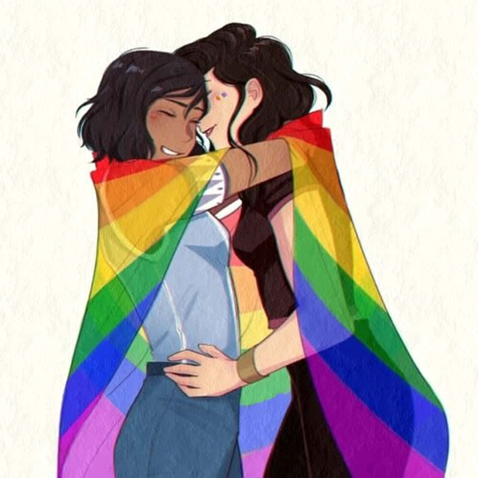Lgbt Anime, rainbow flag, tender illustrated scene, SD Desktop Wallpaper