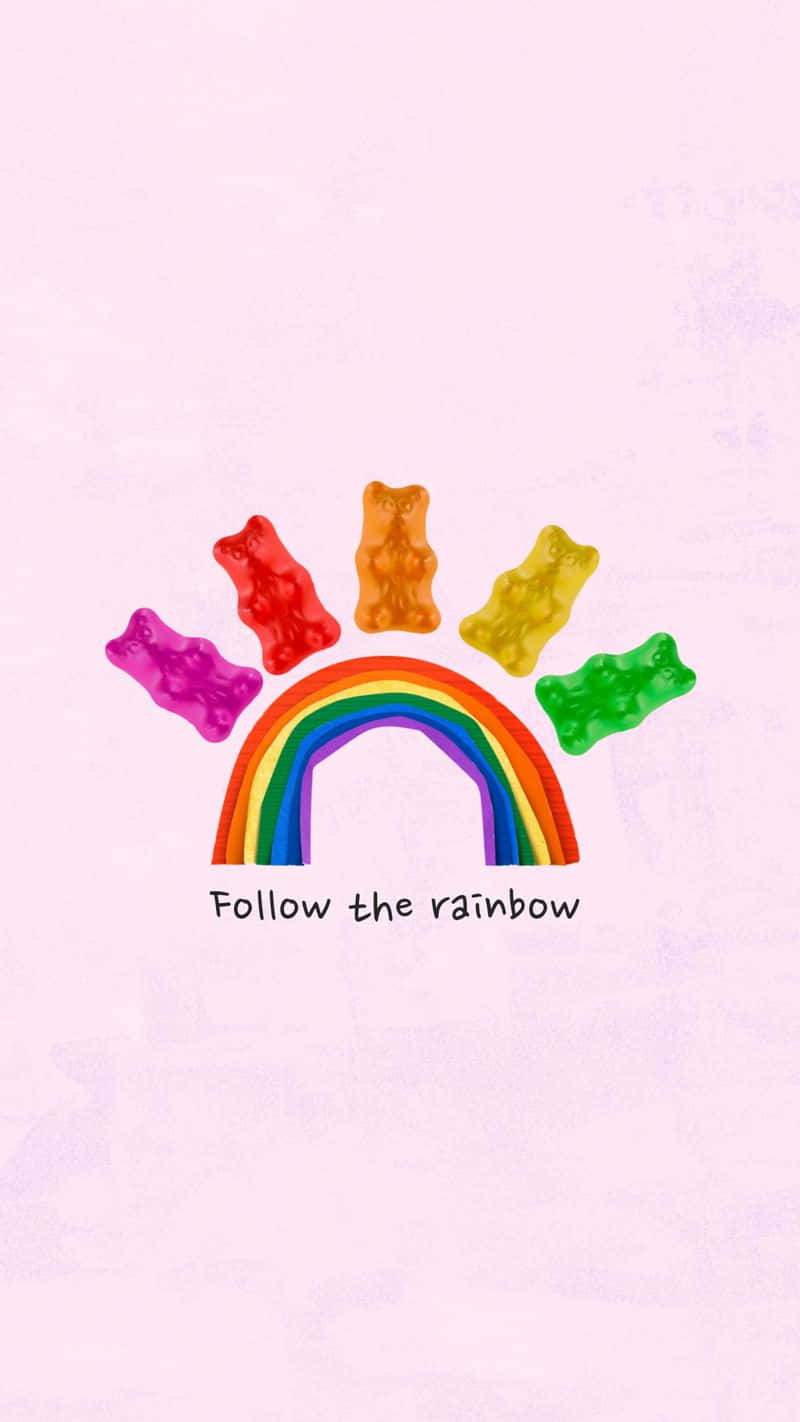 gummy bears, aesthetic lgbt rainbow, soft pink background, HD Phone Wallpaper