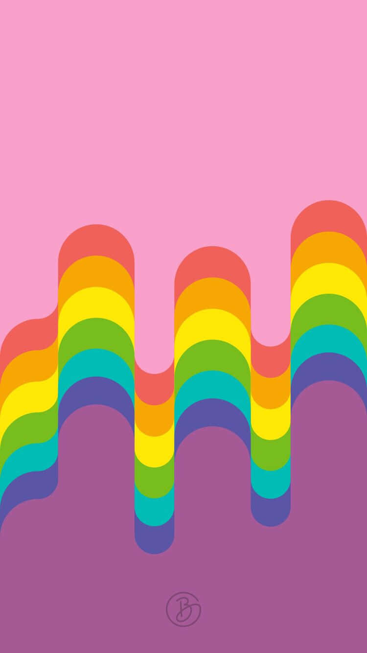 aesthetic lgbt rainbow, rainbow-colored wavy stripes, soft pink and purple gradient background, HD Phone Wallpaper