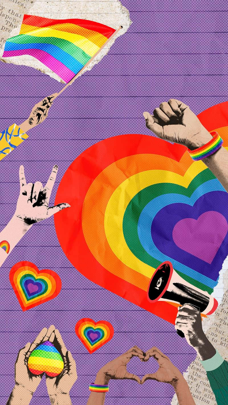 rainbow flags, hearts, fists, HD Phone Wallpaper