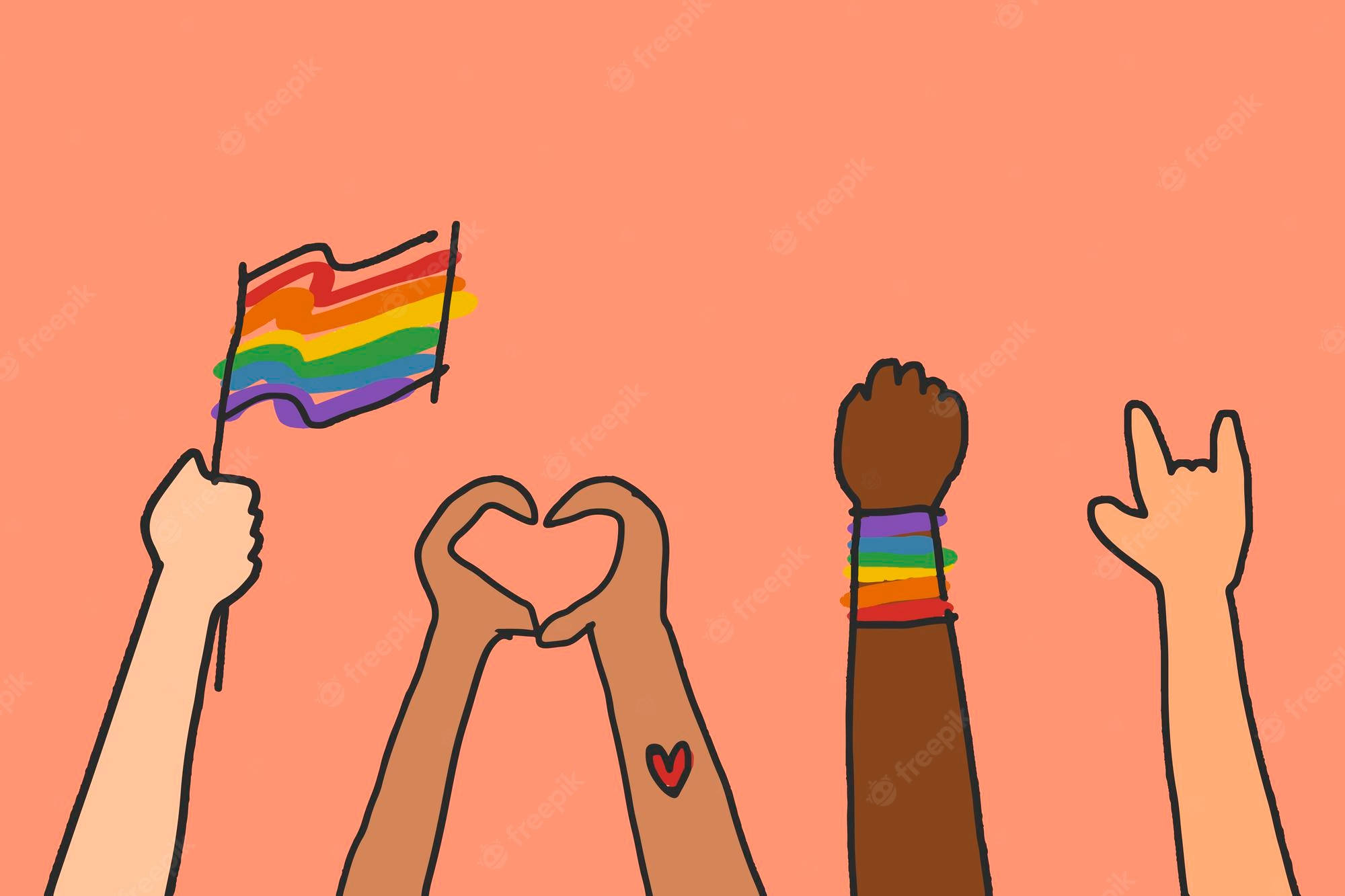 Cute Pride, pride flags, heart shapes, Full HD Desktop Wallpaper