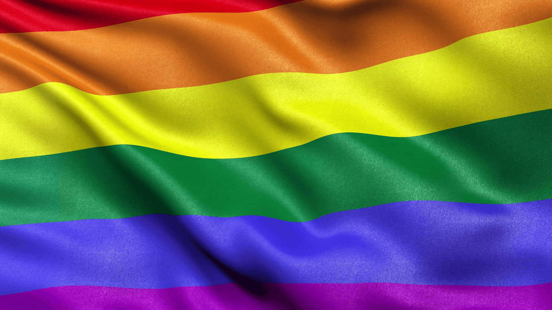 rainbow flag, six bold stripes, flowing fabric folds, Full HD Desktop Wallpaper