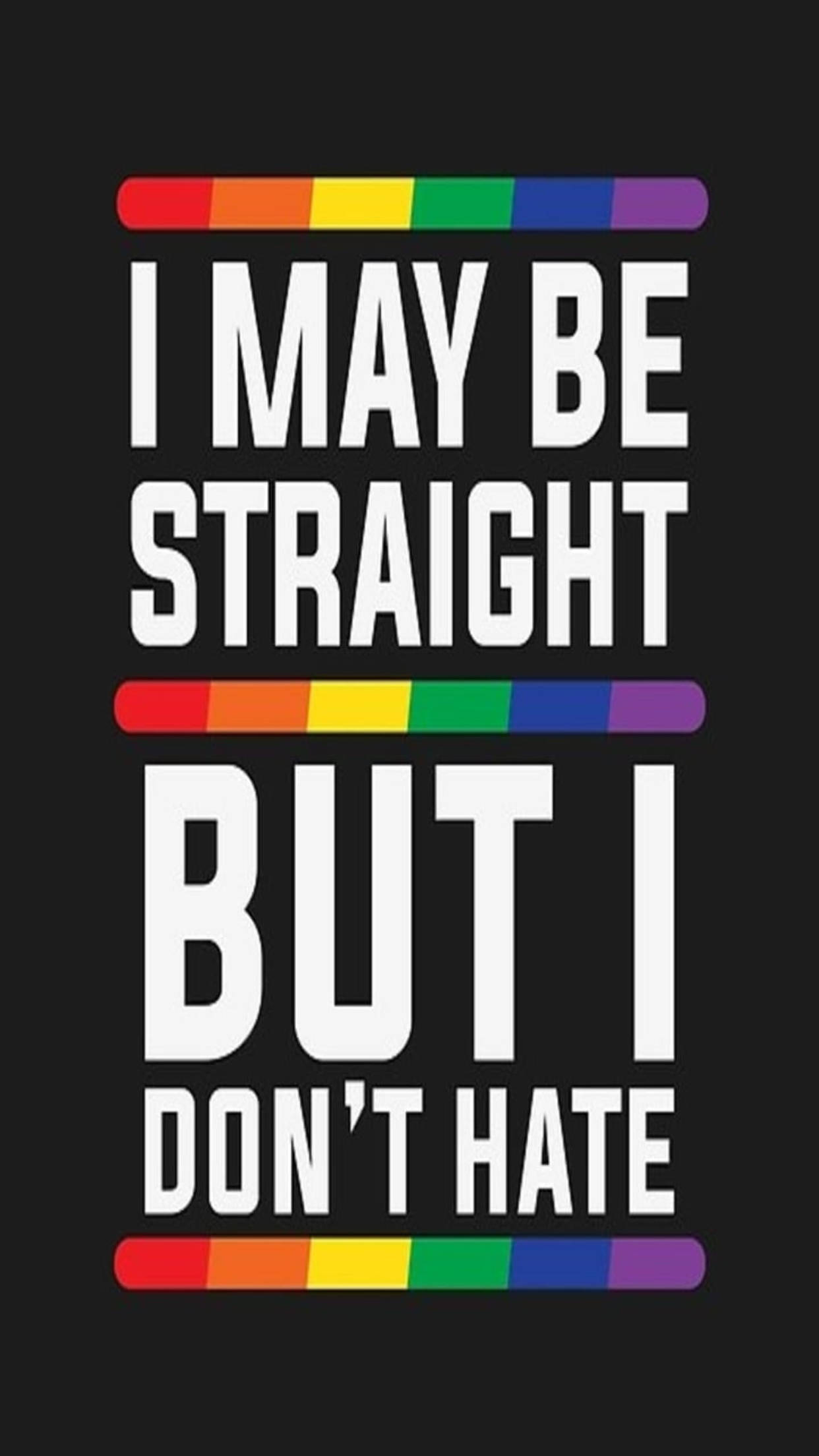 Straight Ally LGBT Phone, black background, white text, Full HD Phone Wallpaper