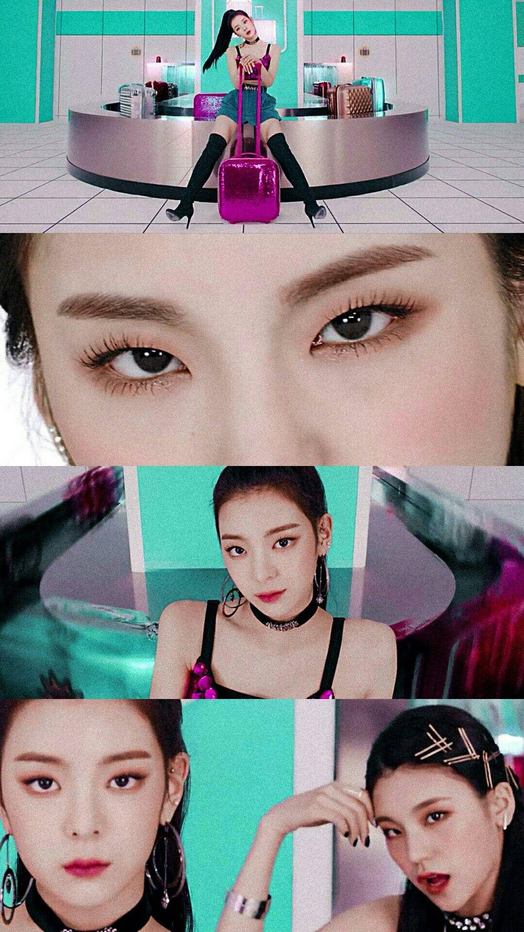 Lia, pink suitcase, futuristic teal and silver lobby, Full HD Phone Wallpaper