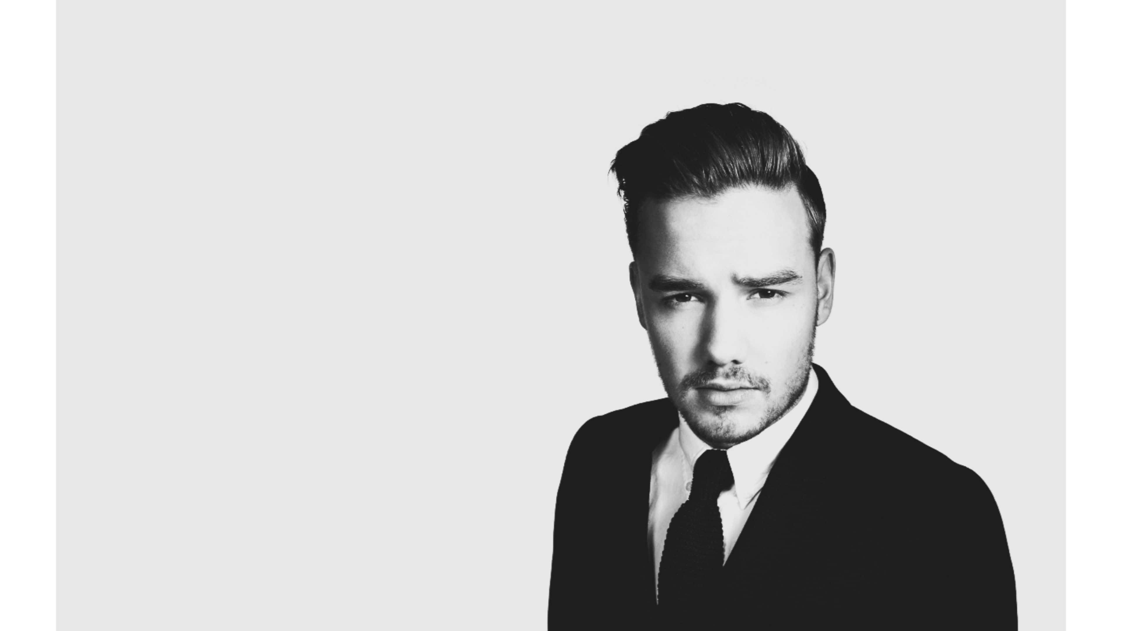 Liam Payne, black and white, portrait, 4K Desktop Wallpaper