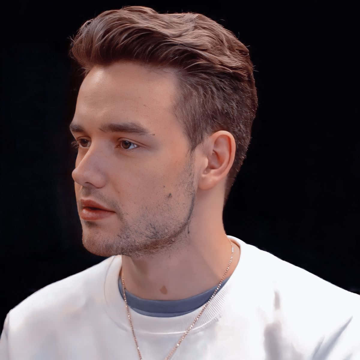 Liam Payne, white shirt, black background, SD Desktop Wallpaper