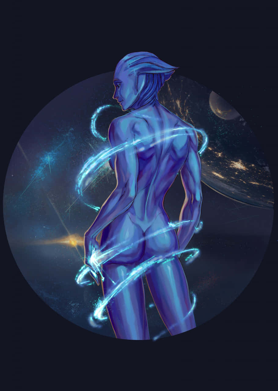 Liara T'Soni, blue-skinned, glowing energy swirls, HD Phone Wallpaper