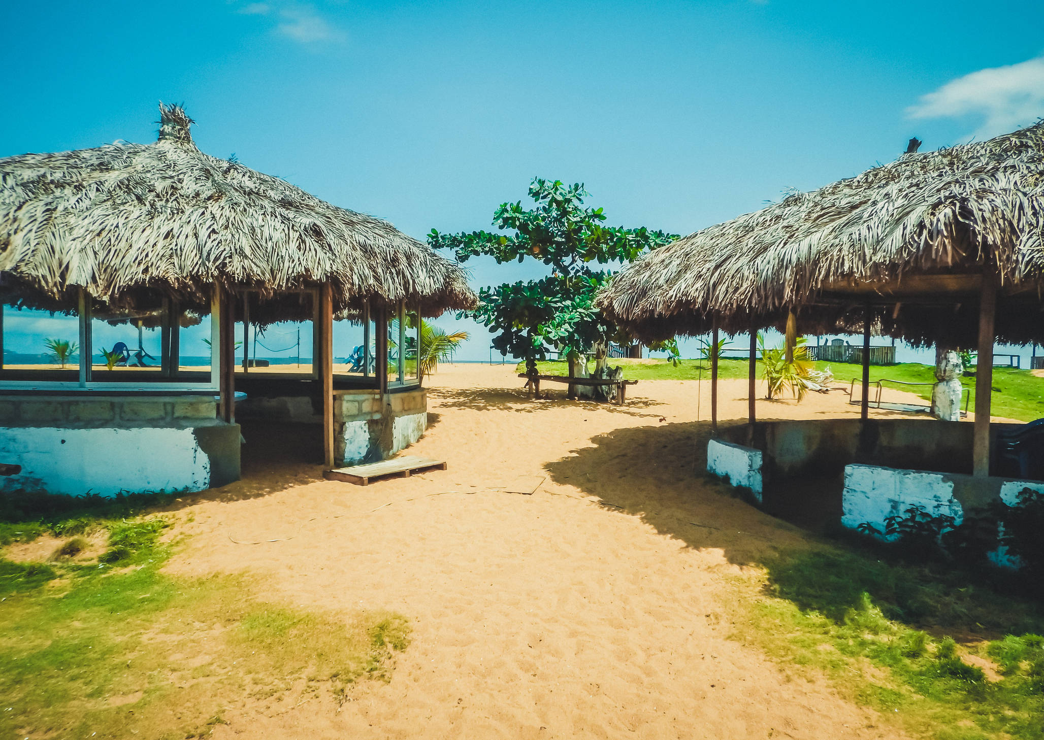 Liberia, nipa huts, thatched-roof huts, Full HD Desktop Wallpaper