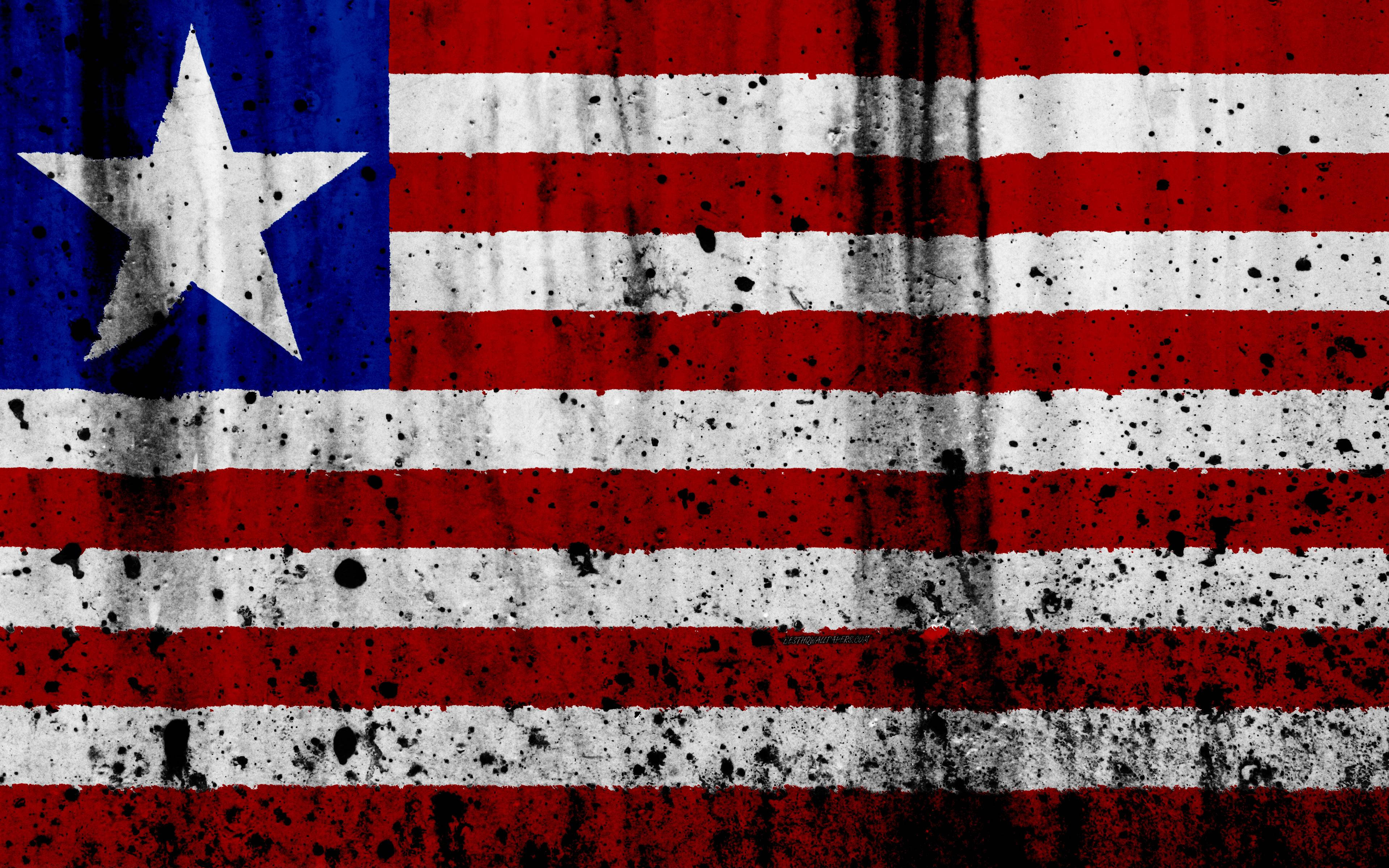 Liberia flag, red white stripes, blue canton, 4K Desktop Wallpaper