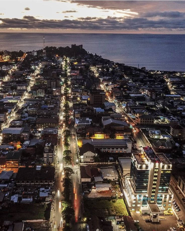 Liberia, city lights, coastal city, SD Phone Wallpaper