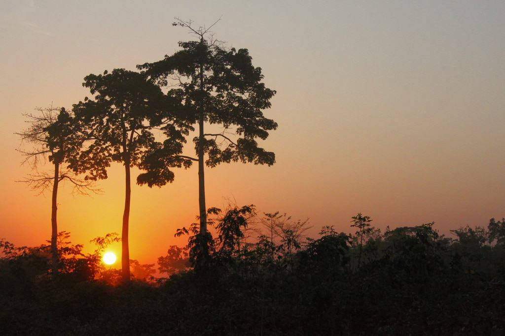 Liberia, sunset sky, orange sunset, SD Desktop Wallpaper