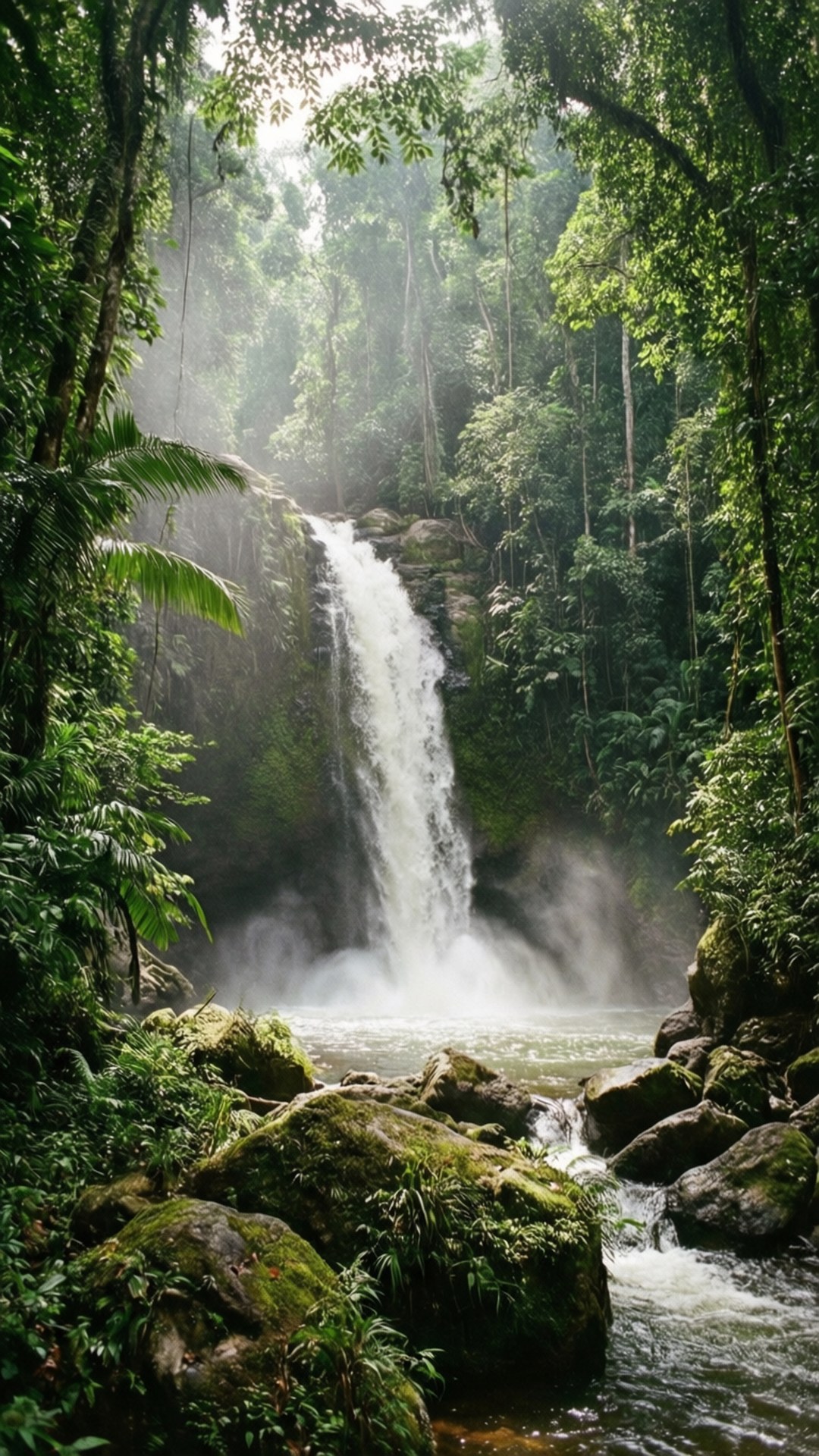 Liberia, rainforest, waterfall, Full HD Phone Wallpaper