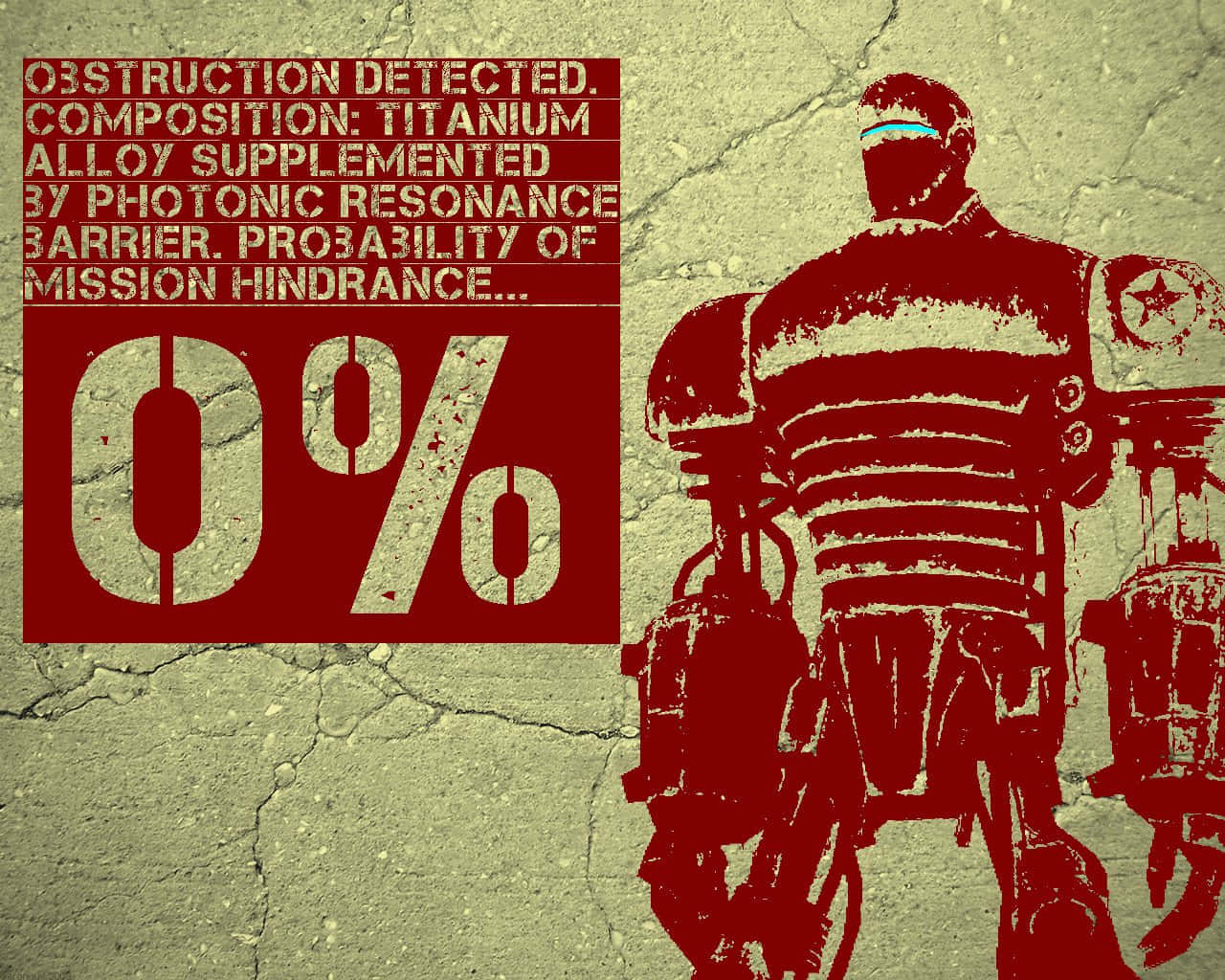 Liberty Prime, red armored figure, cracked concrete, HD Desktop Wallpaper